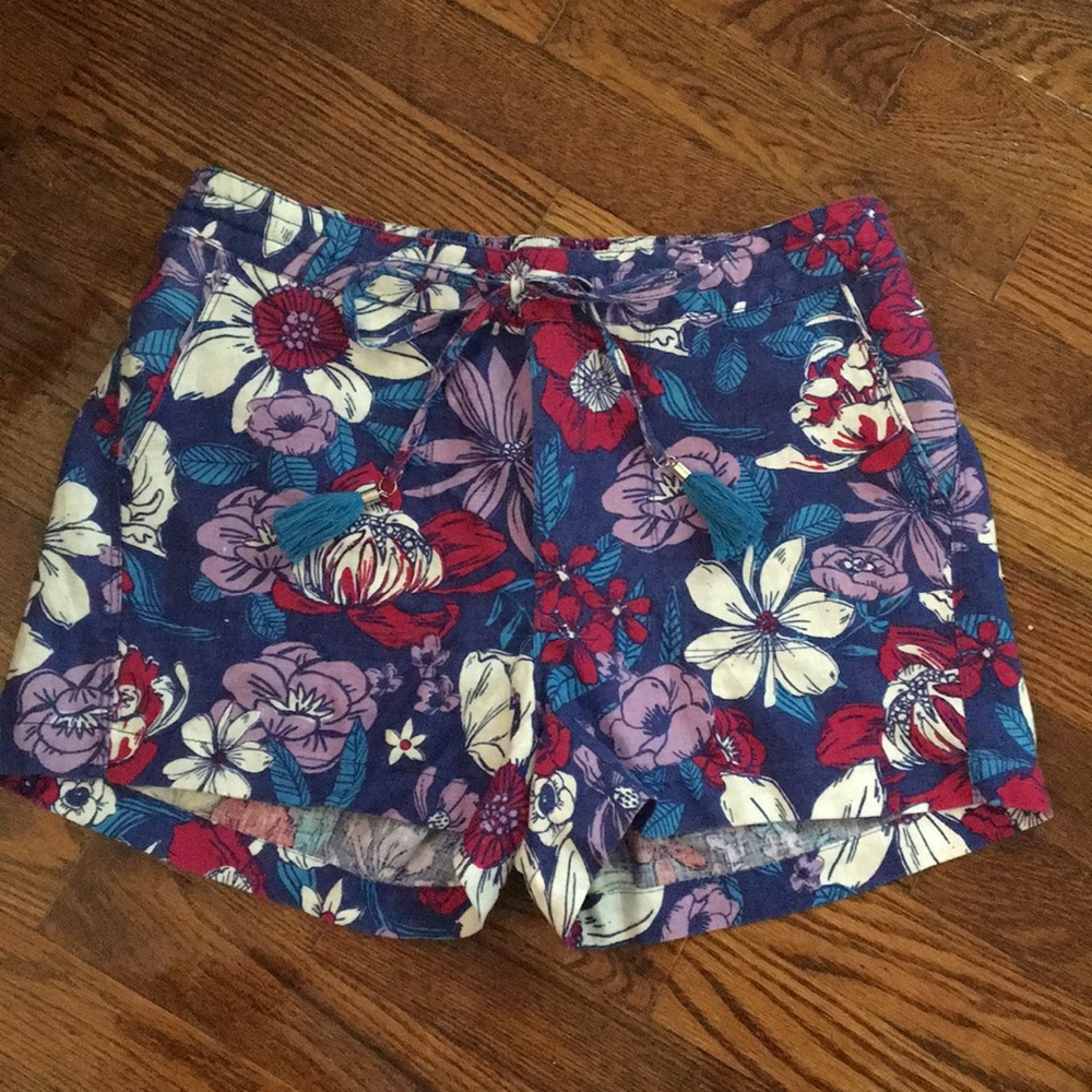 NWT Hatley Linen Shorts-Indigo Miyako Blooms